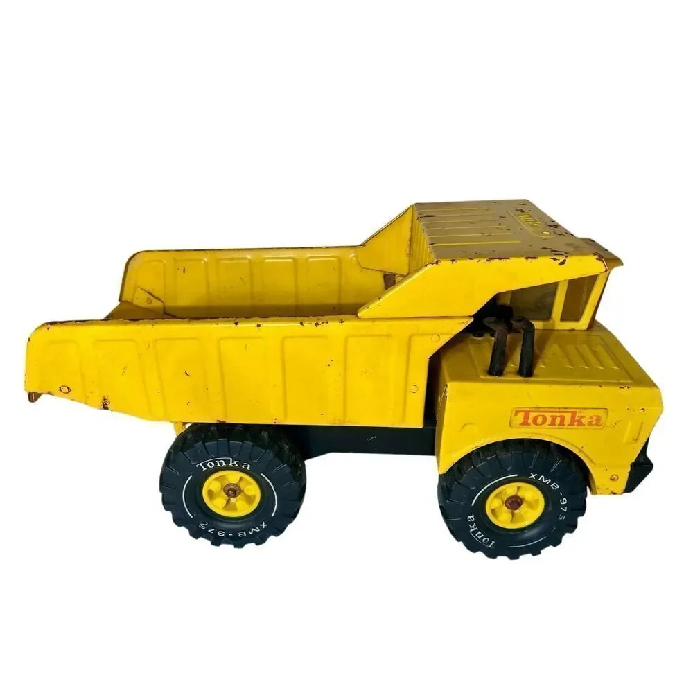 Vintage Tonka Dump Truck XMB-975 1970s Pressed Steel Yellow Original Condition
